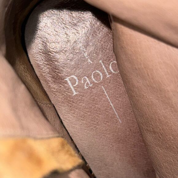 Chunky 90s Style Heeled Suede Boots Tan LINEA PAOLO Size 9 - Picture 8 of 8